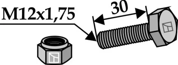 Schraube mit Sicherungsmutter - M12x1,75 - 8.8